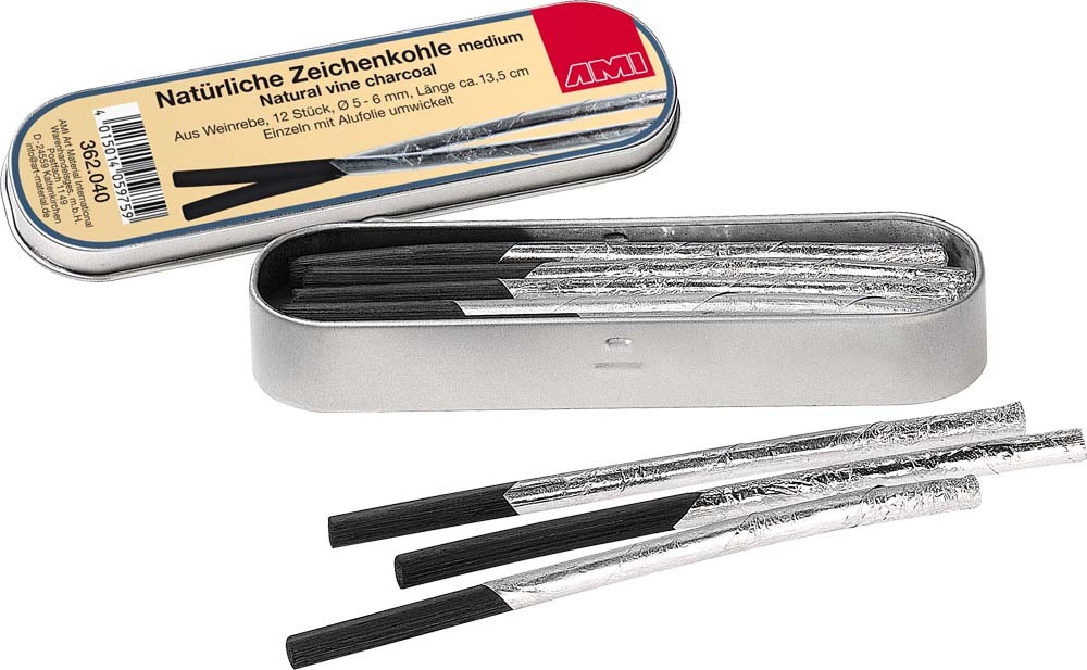 Zeichenkohle Weinrebe 135mm, 12 Stck.