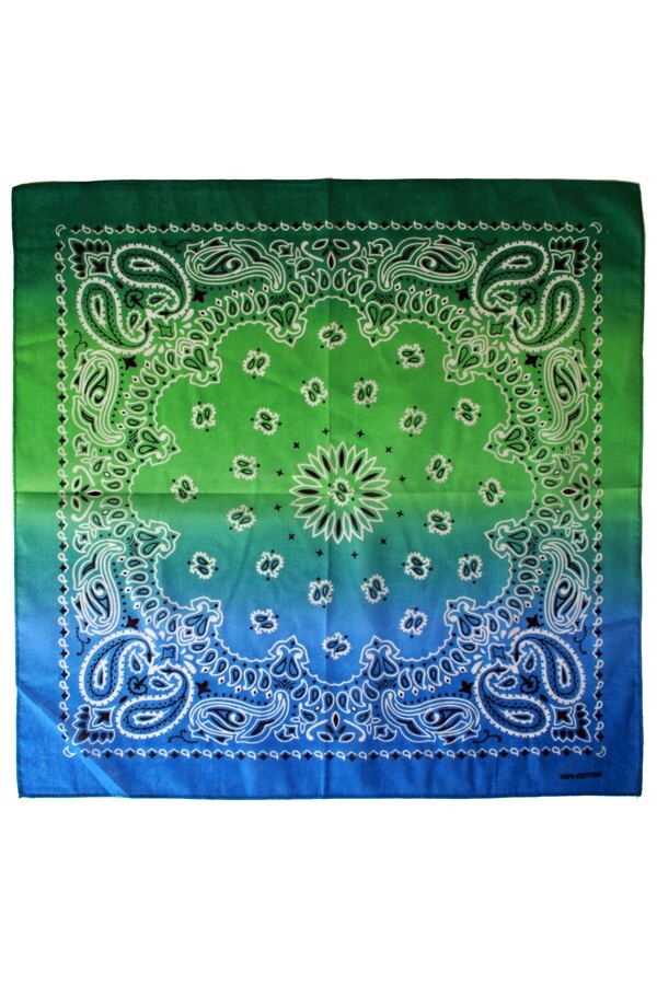 Zakdoek met kleurverloop groen/blau